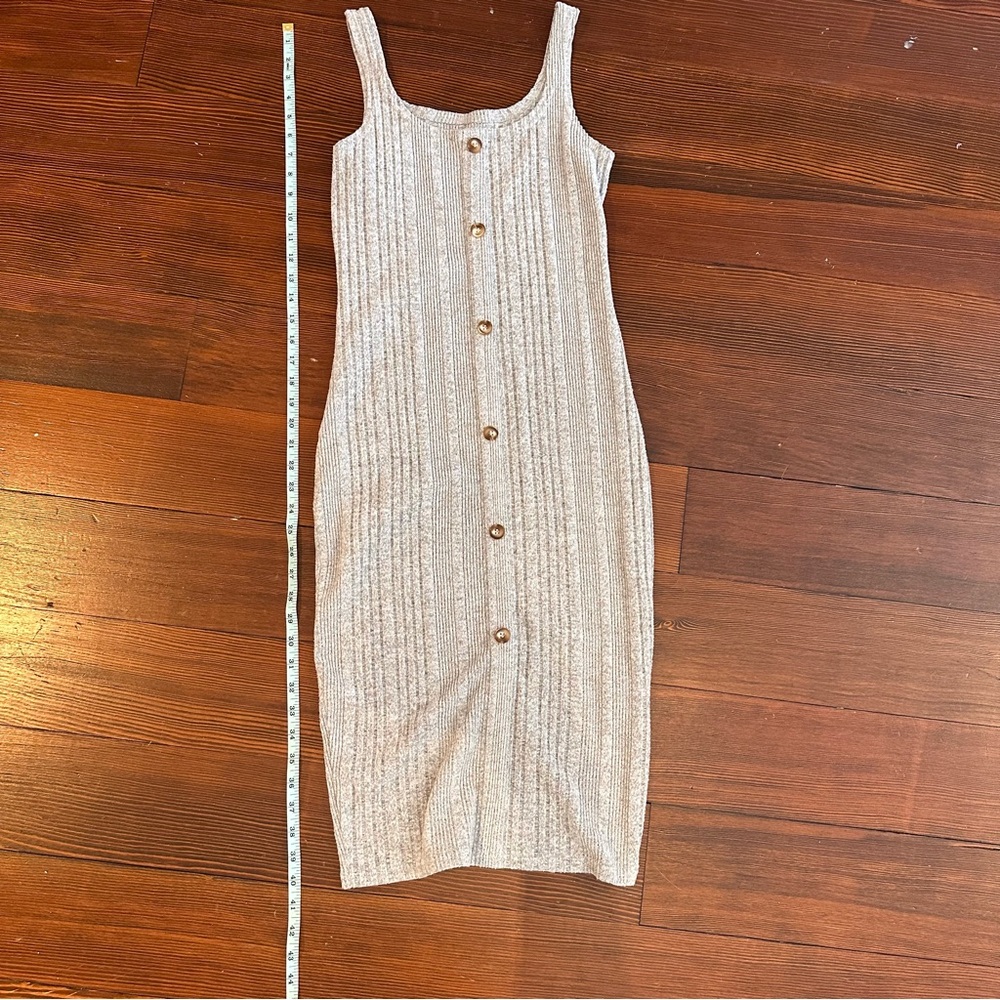 Light Grey Button-Down Midi Dress